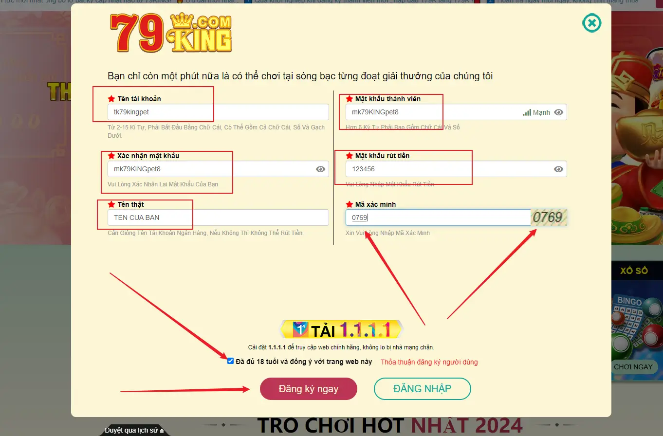 Hướng dẫn đăng ký tài khoản 79KING